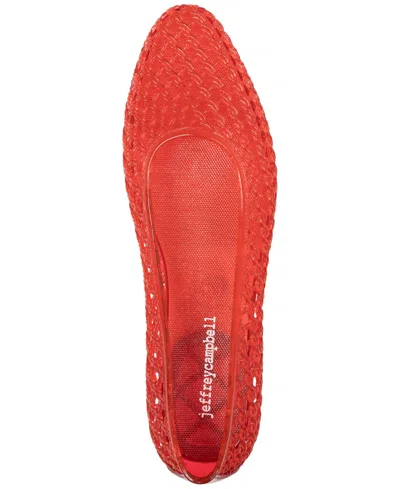 Jeffrey Campbell Women's Bestie Caged Ballet Jelly Flats In Red