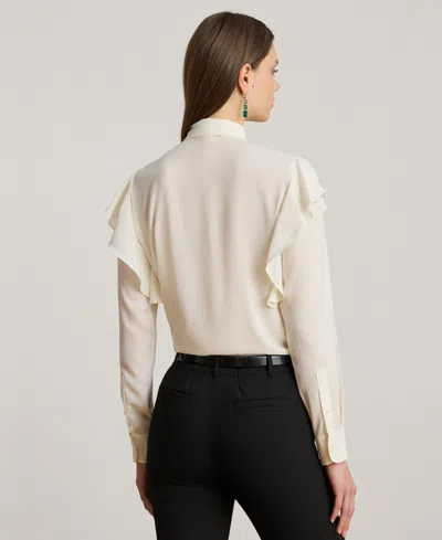 Ralph Lauren Women's Ruffle Detail Tie-neck Blouse In Neutral