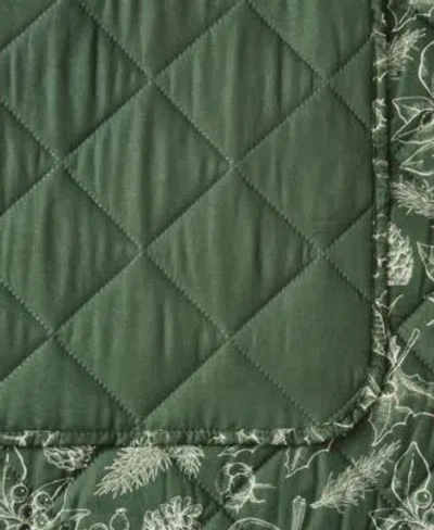 Seventh Studio Merry Botanical Print Pinsonic Microfiber Quilt Sets In Green