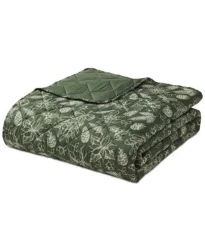 Seventh Studio Merry Botanical Print Pinsonic Microfiber Quilt Sets In Green