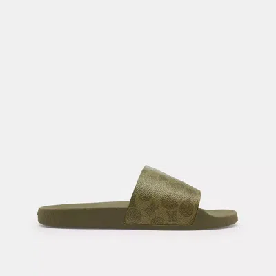 Coach Udele Sport Slide In Signature Canvas In Green