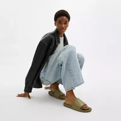 Coach Udele Sport Slide In Signature Canvas In Green