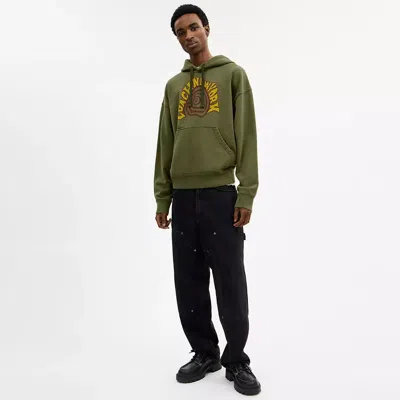 Coach Garment Dyed Spiral Hoodie In Green