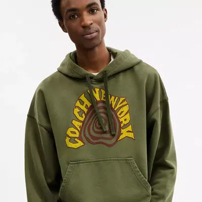 Coach Garment Dyed Spiral Hoodie In Green