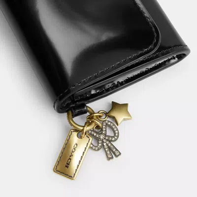 Coach Essential Flap Card Case With Charms In Black