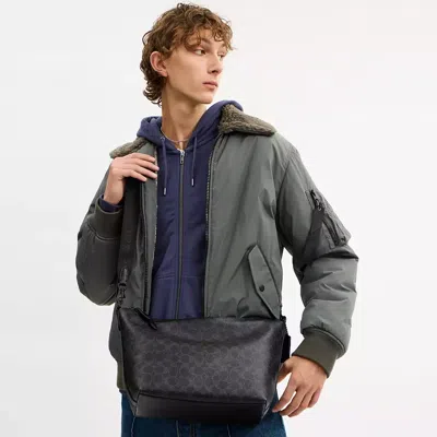 Coach Top Zip Messenger Bag In Signature Canvas In Black