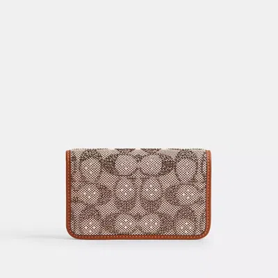 Coach Essential Slim Card Case In Crystal Signature Jacquard In Brown