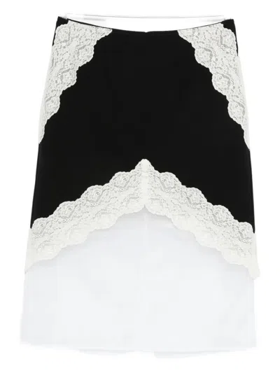 Jil Sander Lace And Organza Wool Skirt In Multi