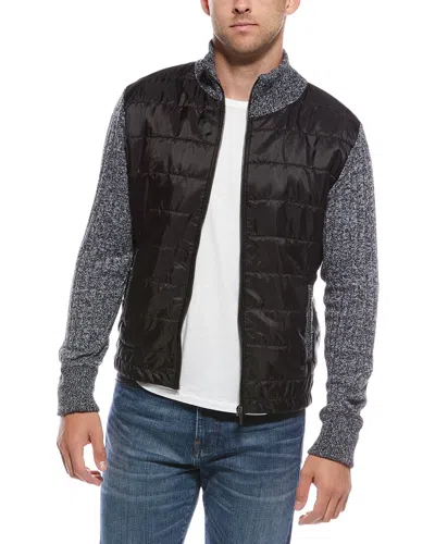 Report Collection Quilted Knit Sweater Jacket In Black