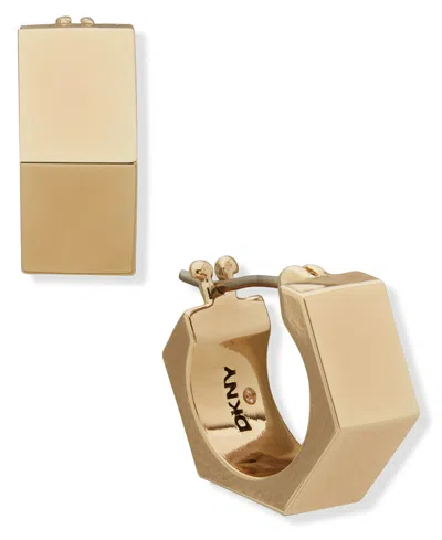 Dkny Gold-tone Hex Hoop Earrings In Gold