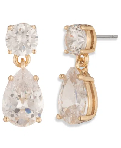 Givenchy Cubic Zirconia Gold-tone Pear Double Drop Earrings In Gold