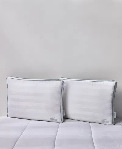 Lacoste Home Tennis Stripe Cotton Gusseted Firm-density Pillow, Standard In White