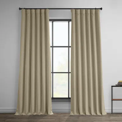 Half Price Drapes Textured Faux Linen Room Darkening Curtain In Neutral