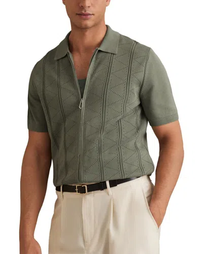 Reiss Tay Pointelle Shirt In Green