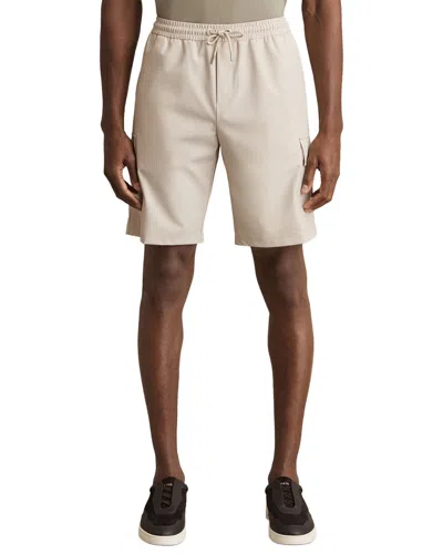 Reiss Stone Short Drawstring Technical Cargo Shorts In Neutral