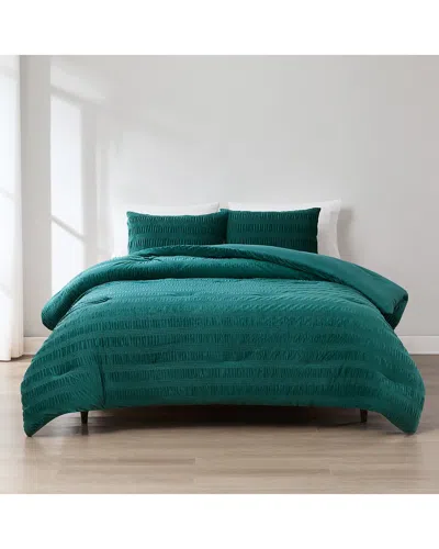 Lush Decor Lush Décor Azalea Ruched Velvet Stripe Comforter Set In Green