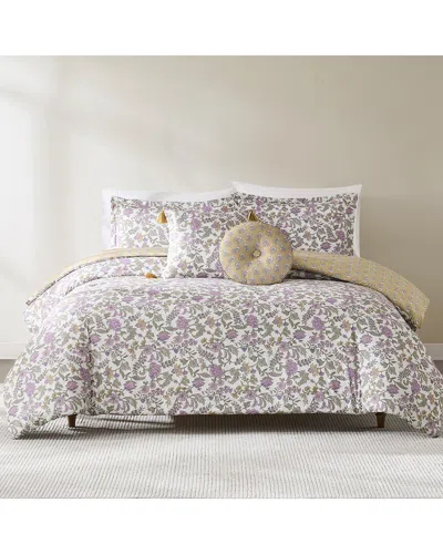 Lush Decor Lush Décor Lillian Block Print Reversible Comforter Set In Purple