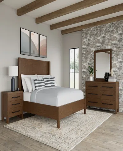 Macy's Davie 3-pc. Queen Set (panel Bed, Dresser & 3-drawer Nightstand) In Brown