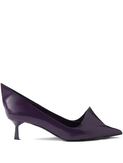 Prada Scarpe Con Tacco In Pelle Viola Donna In Gray