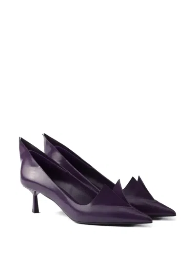 Prada Scarpe Con Tacco In Pelle Viola Donna In Gray