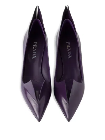 Prada Scarpe Con Tacco In Pelle Viola Donna In Gray