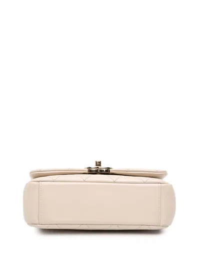 Pre-owned Chanel 2020 Medium Lambskin Twist Chain Enamel Cc Flap Crossbody Bag In Brown