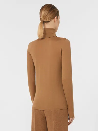 Max Mara Saluto Virgin Wool Turtleneck Sweater In Brown