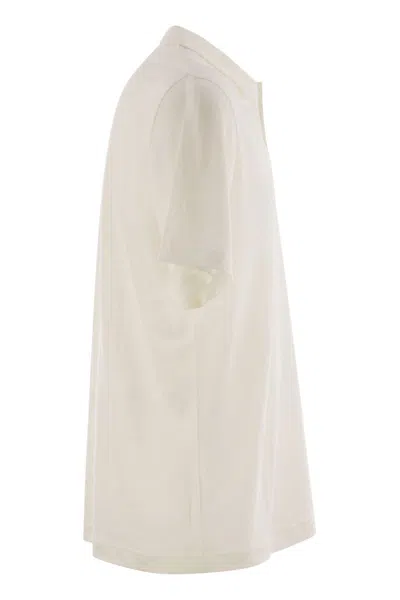 Mc2 Saint Barth Man Polo Shirt Ivory Size Xl Linen In White