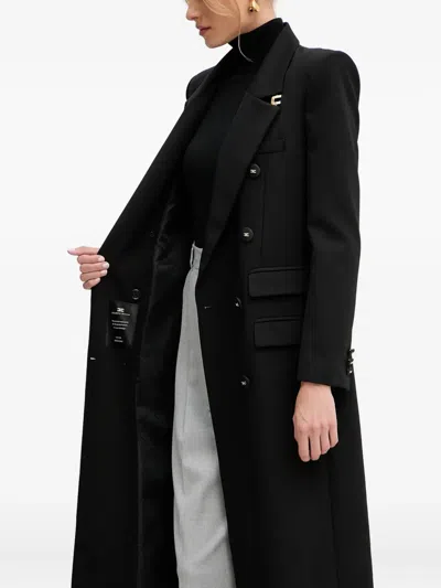 Elisabetta Franchi Double-breasted Button Coat In Black