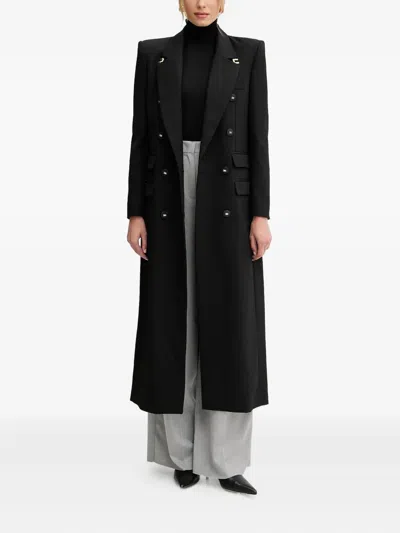 Elisabetta Franchi Double-breasted Button Coat In Black