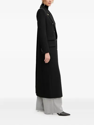 Elisabetta Franchi Double-breasted Button Coat In Black