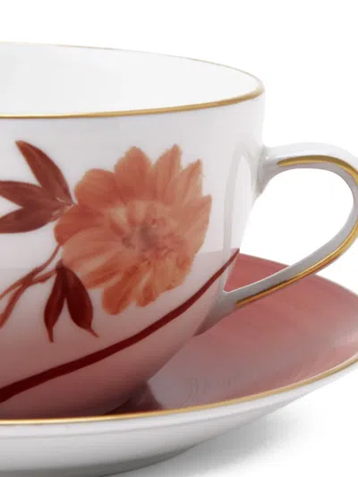 Marie Daage Bouquet De Vie Floral-pattern Teacup And Saucer Set (350ml) In White