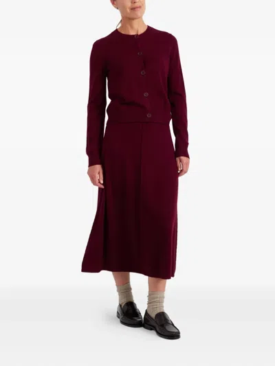 Chinti & Parker Wool Cashmere Blend Crew Neck Cropped Cardigan In Burgundy