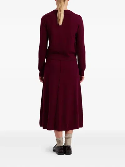 Chinti & Parker Wool Cashmere Blend Crew Neck Cropped Cardigan In Burgundy