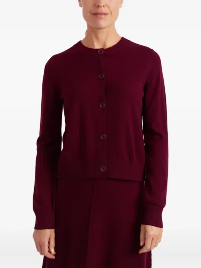 Chinti & Parker Wool Cashmere Blend Crew Neck Cropped Cardigan In Burgundy