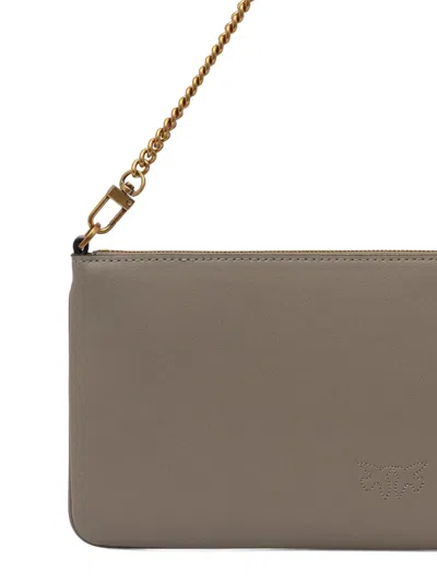 Pinko Horizontal Flat Logo-detail Shoulder Bag In Gray