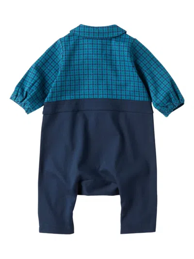 Familiar Check Embroidered Romper In Blue