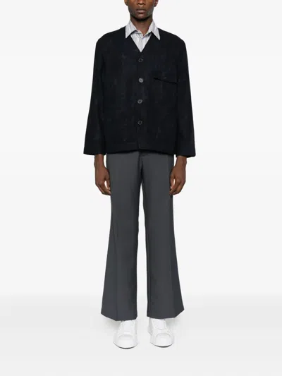 Universal Works Buttoned Wool-blend Jacket In Blue