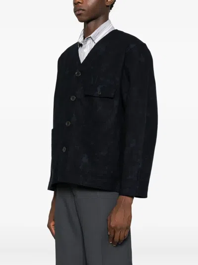 Universal Works Buttoned Wool-blend Jacket In Blue