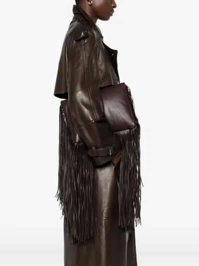 Sportmax Soft Fringe Maxi Shoulder Bag In Brown