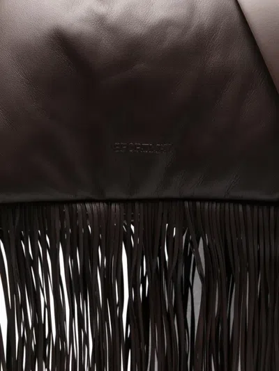 Sportmax Soft Fringe Maxi Shoulder Bag In Brown