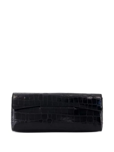 Totême T-clutch Small Croc-effect Leather Clutch In Black