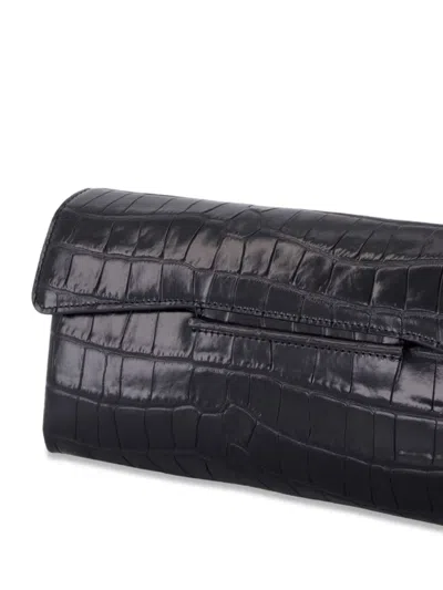 Totême T-clutch Small Croc-effect Leather Clutch In Black