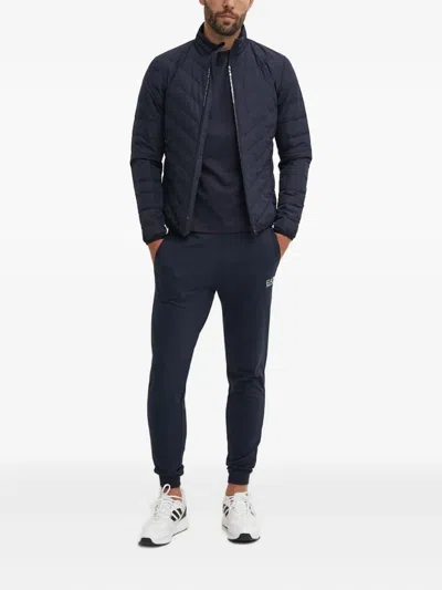 Ea7 Quilted Zip Jacket In Blue