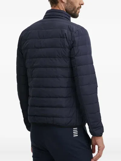 Ea7 Quilted Zip Jacket In Blue