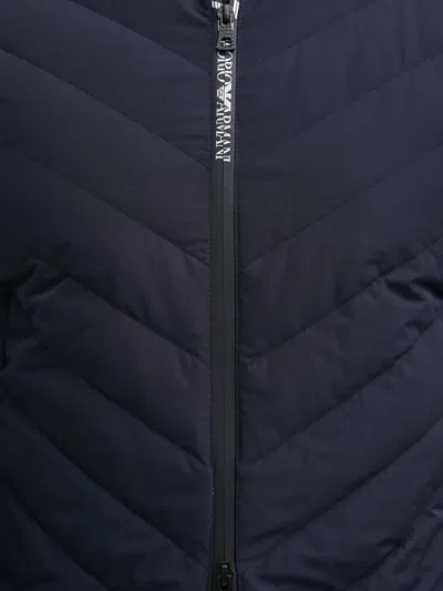 Ea7 Quilted Zip Jacket In Blue