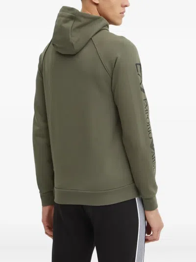 Ea7 Logo-print Zip-up Hoodie In Green