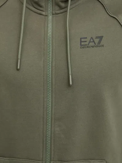Ea7 Logo-print Zip-up Hoodie In Green