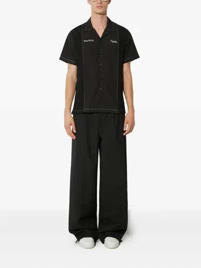 Filling Pieces Embroidered Textured Shirt In Black