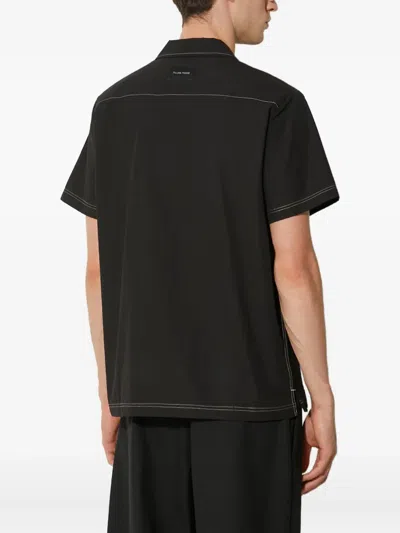 Filling Pieces Embroidered Textured Shirt In Black